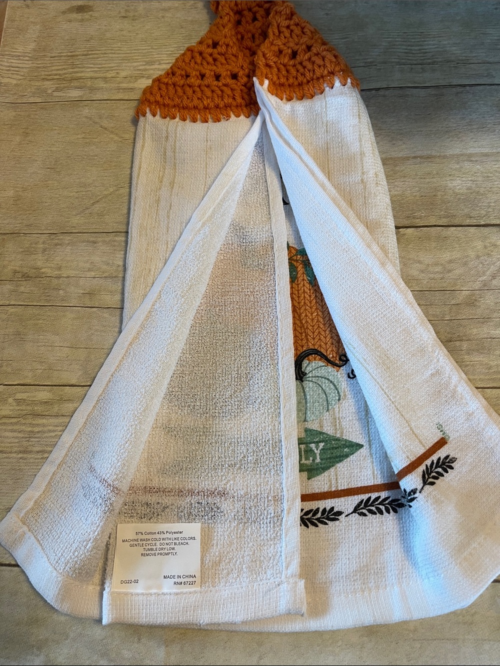 New Crochet Top Fall/Pumpkins Hanging Towel Double Thickness Cotton Blend - Picture 4 of 5